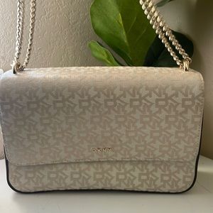 DKNY beige tan Gold crossbody purse
